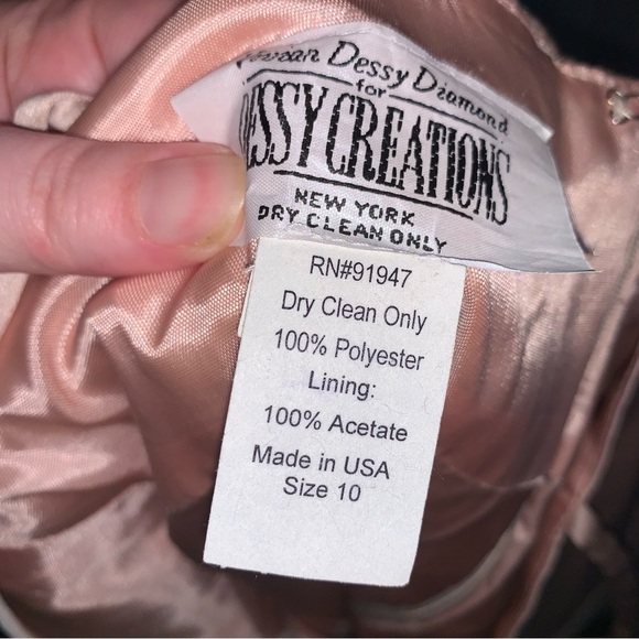 Vivian Dessy Diamond Pink Maxi Dress Spaghetti Strap 10 - Picture 3 of 10